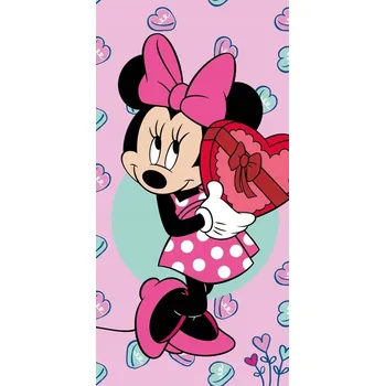 Osuška s motivem Minnie Mouse 70x140 růžová srdíčka Disney plážová