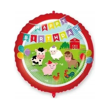 Balónek Balónek "Happy Birthday Farma", fóliový,