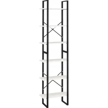 regál Univerzální Regál s Kovovými a Dřevěnými Policemi Bílý 60x30x210 cm