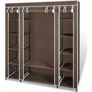 Šatní skříň Přenosná Skříň na Oblečení a Boty s Tyčí, Hnědá, 45x150x176 cm