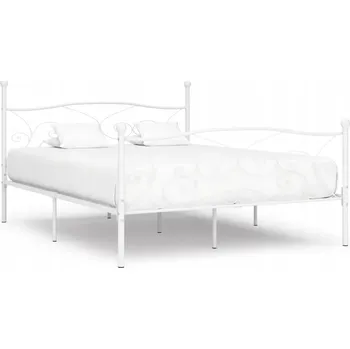 Postel Bílý kovový rám postele 211 x 189 x 105 cm s lamelovým roštem