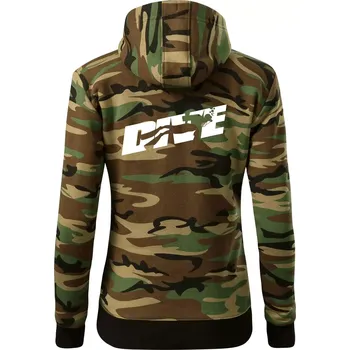 Dámská mikina Dive potápěč - Dámská mikina trendy zipper s kapucí - XL ( Hnědý maskáč )