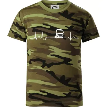 Moje srdce bije pro kamión - Dětské maskáčové triko - 122 cm/6 let ( Zelený maskáč )