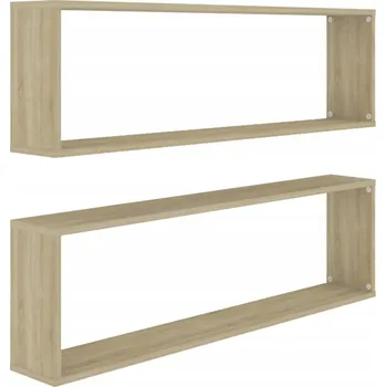 Obraz Sada 2 Polic Nástěnné Krychle, Dub Sonoma, 100x15x30 cm