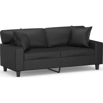 Pohovka Dvoumístná pohovka Chesterfield z umělé kůže, černá, 174x77x80 cm + 2 polštáře