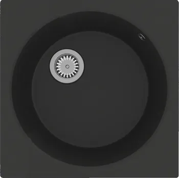 Granitový dřez Granitový dřez černý 480x480x197 mm, Vana 420x185 mm, Odtok 90 mm