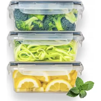 Dóza na potraviny NÁDOBA NA POTRAVINY S TĚSNĚNÍM LUNCHBOX 1300 ML SADA 3 KS