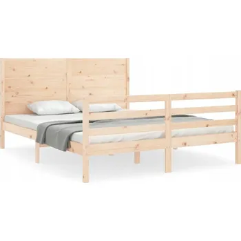 Postel Dřevěná borovicová postel 205,5 x 165,5 x 100 cm, neošetřená, s čelem