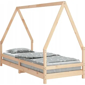 Dětská dřevěná postel ve tvaru domečku, masivní borovicové dřevo, 205 cm