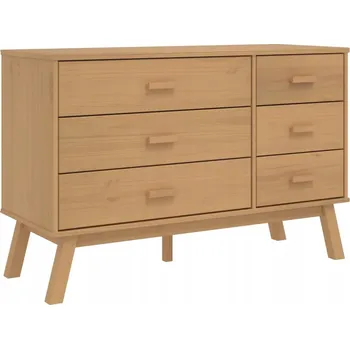 Komoda Skandinávská komoda OLDEN z masivního borovicového dřeva, 111x42x73,5 cm, hnědá