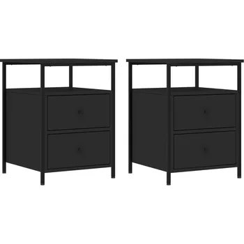 Noční stolek Noční stolek industriální, dřevotříska, železo, černý, 44x45x60 cm