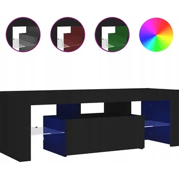 Televizní stolek TV stolek s RGB LED osvětlením, černý, 120x35x40 cm