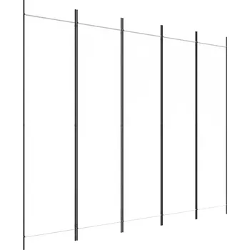 Paraván Paraván skládací z látky a železa, bílý, 250 x 200 cm, 5 panelů 46,5 x 1