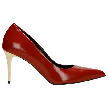 Dámské lodičky Červené Kožené Lodičky Na Zlatém Podpatku Wojas 3517855 40