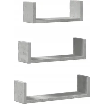 police Závěsné Nástěnné Police, Dřevěné, Šedá Betonu, 40/35/30x10x10,5 cm