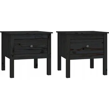 Konferenční stolek Odkládací stolek z masivního borovicového dřeva černý 50x50x49 cm