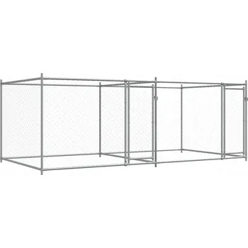 klec pro psa Přenosná klec pro psy s dvířky, Ocel, šedá, 4 x 2 x 1,5 m