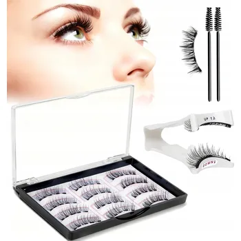 Umělé řasy Magnetické řasy s aplikátorem 12 Ks Přirozený 3D efekt + Zrcátko