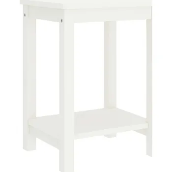 Noční stolek Dřevěný Noční Stolek z Masivního Borovicového Dřeva, Bílý, 35x30x47 cm