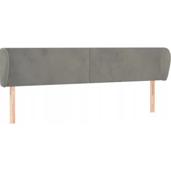 Čelo postele ušák ze světle šedého sametu, nastavitelná výška 183x23x78/88