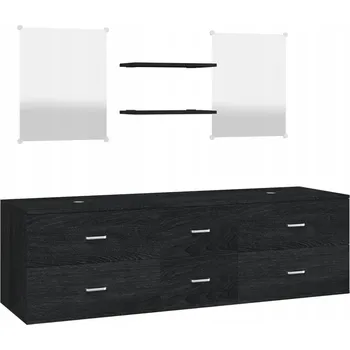 Koupelnový nábytek Sada koupelnového nábytku černá 150x45x45 cm, skříňka, 2 zrcadla 40x50 cm, 2