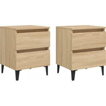 Noční stolek Noční stolek industriální se 2 zásuvkami , dub sonoma, 40 x 35 x 50 cm