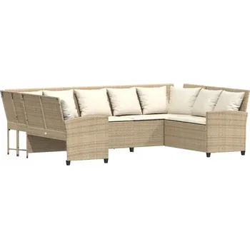 Zahradní pohovka Béžová zahradní pohovka s polštáři 288 x 181 x 87,5 cm