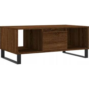 Konferenční stolek Konferenční stolek se zásuvkou a přihrádkami, hnědý dub, 90x50x36,5 cm