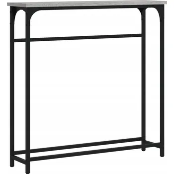 Konferenční stolek Konzolový stolek s kovovým rámem, Šedý dub Sonoma, 75x19,5x75 cm