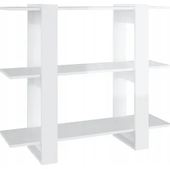 Knihovna Multimediální regál s policemi, bílý lesk, 100x30x87 cm