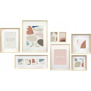 Obraz Fotorámečky na zeď, multirám pro 8 fotografií, béžový, 42,5 x 52,5 cm