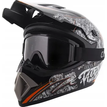 Helma na motorku MOTOCYKLOVÁ PŘILBA CROSSOVÁ + BRÝLE A RUKAVICE PRO ENDURO CROSS QUAD KOLO BMX S