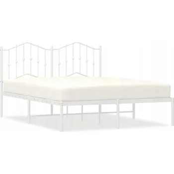 Postel Bílý rám postele z kovu 196 x 142 x 98 cm s čelem