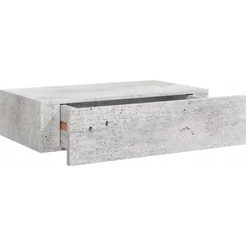 police Závěsná police se zásuvkou, MDF a kov, šedá betonu, 40x23,5x10 cm