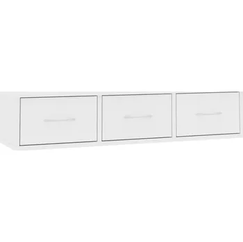 police Nástěnná police se 3 zásuvkami, bílá, 88x26x18,5 cm, dřevotříska