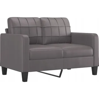 Pohovka Dvojmístná pohovka z umělé kůže, kovová, šedá, 138x77x80 cm
