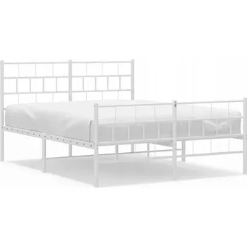 Postel Bílý kovový rám postele 196 x 146 x 90 cm, vhodná matrace 140 x 190 cm
