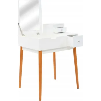 Toaletní stolek Toaletní Stolek se zrcadlem a přihrádkami na šperky Bílo-hnědý 60x50x86 cm