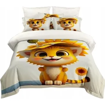 Povlečení Povlečení - Zrzavá kočka v klobouku - 160x200 - 3 dílné