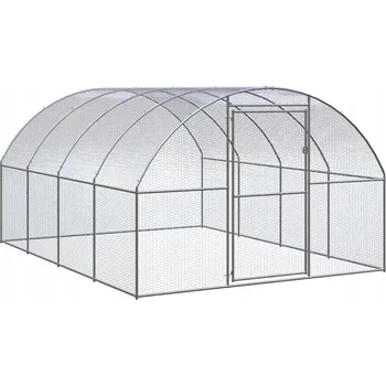 Venkovní klec pro drůbež z pozinkované oceli 3x4x2m, stříbrná