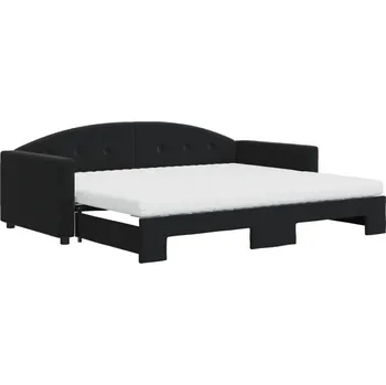 Pohovka Černá rozkládací pohovka 2 v 1 s matrací, rozměry 212 x 100 x 75 cm