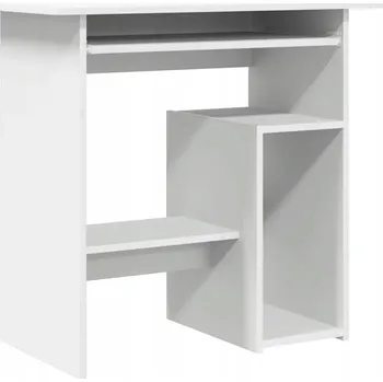 Psací stůl Psací stůl z materiálu na bázi dřeva s výsuvnou poličkou na klávesnici, bílý 80x45x74 cm