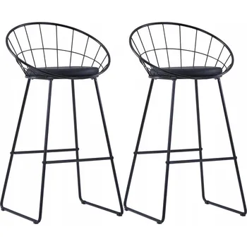 Barová židle Sada 2 barových židlí, ocel s práškovým nástřikem, černé, 54,5x48x98,5 cm