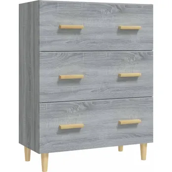 Komoda Boční skříňka se 3 zásuvkami, Šedý dub Sonoma, 70x34x90 cm