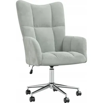 Křeslo Otočné křeslo z šedého sametu, 61,5 x 69 x (94,5-102) cm