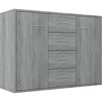 Komoda Komoda Šedá Dub Sonoma se 4 Zásuvkami a 2 Dvířky 88x30x65 cm