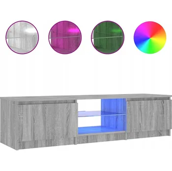 Televizní stolek TV stolek s RGB LED osvětlením, dřevotříska, šedý dub Sonoma, 140x40 cm