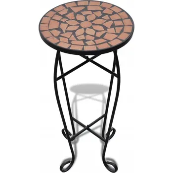 Zahradní stůl Zahradní stolek s mozaikovou terakotovou deskou a černými nohami, 30x60 cm