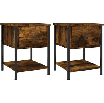 Noční stolek Elegantní noční stolky z dřevotřísky, kouřový dub, 34