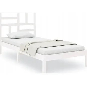 Postel Bílý rámeček postele z masivního borovicového dřeva 90 x 190 cm, 195,5 x 96 x 104 cm